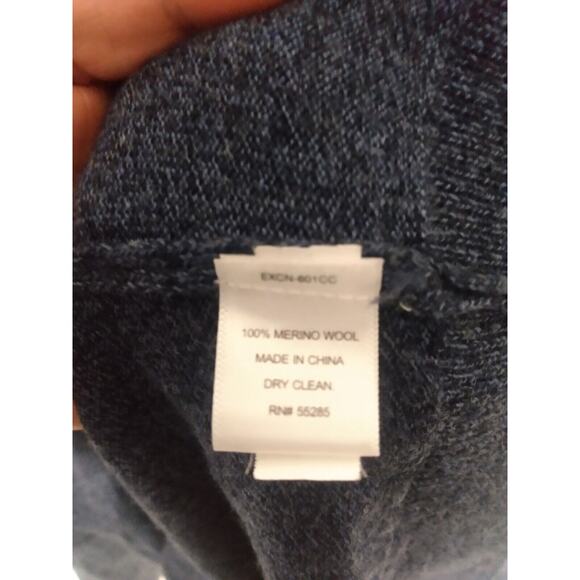 Express Blue Merino Wool Sweater Men's Size XL/TG V-Neck Long Sleeve - Picture 4 of 5